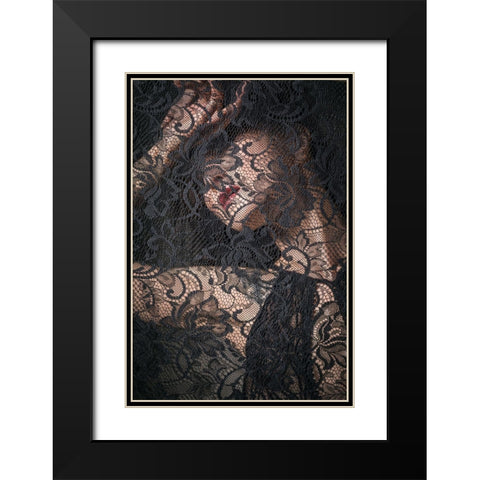 Keiko Black Modern Wood Framed Art Print with Double Matting by Kiyota, Daisuke