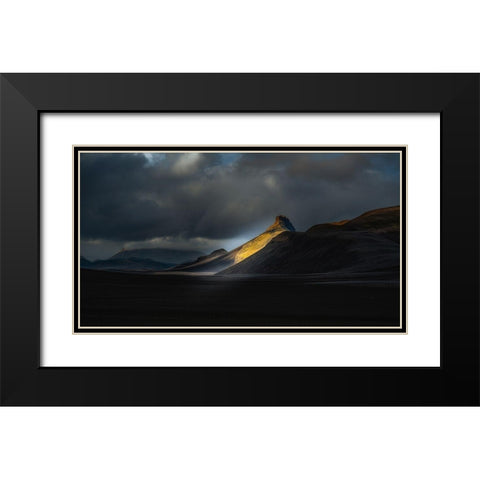 A?Aandsup3;Ristindur - Highlands Iceland Black Modern Wood Framed Art Print with Double Matting by Olsson, Ronny
