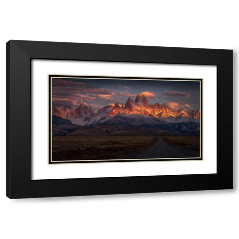 Burning Peak Black Modern Wood Framed Art Print with Double Matting by Svoboda Mqep, Peter