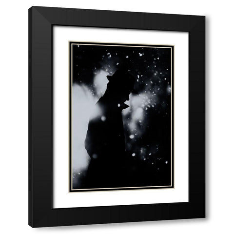 Cold Winter Night Silhouette Black Modern Wood Framed Art Print with Double Matting by PhotoCosma