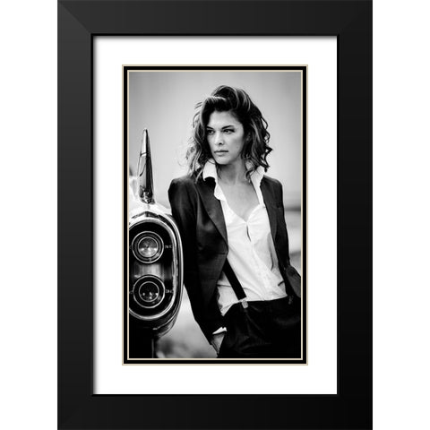 Jamie And The T-Bird Black Modern Wood Framed Art Print with Double Matting by Muller Photography, Peter