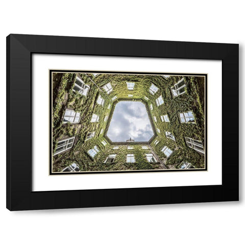 Vienna Courtyard Black Modern Wood Framed Art Print with Double Matting by Cancian, Lorenza