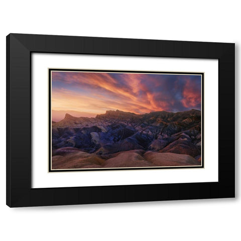 Zabriskie Sunset Black Modern Wood Framed Art Print with Double Matting by F. Turienzo, Carlos