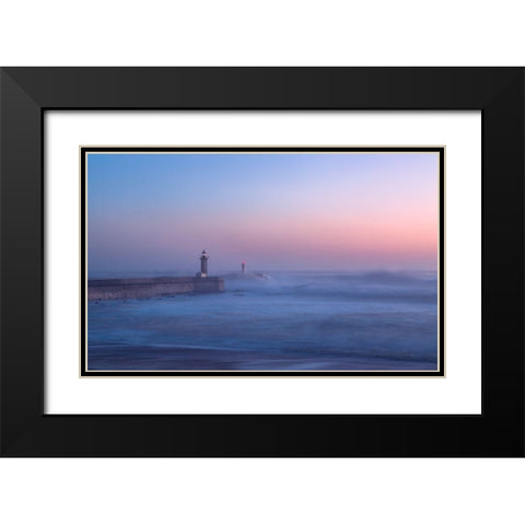 Lighthouse In Porto-Portugal. Black Modern Wood Framed Art Print with Double Matting by Nunez, Adrian