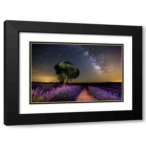 Night Landscape Of Brihuega,Spain. Black Modern Wood Framed Art Print with Double Matting by Nunez, Adrian