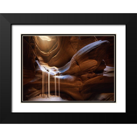 Antelope Waterfall Black Modern Wood Framed Art Print with Double Matting by Pablo De, Juan