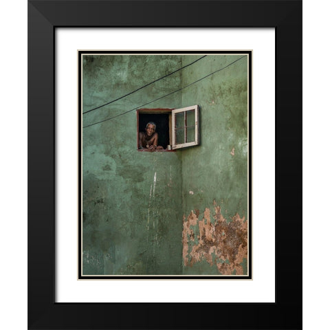 Green Facade Black Modern Wood Framed Art Print with Double Matting by Bauer, Andreas