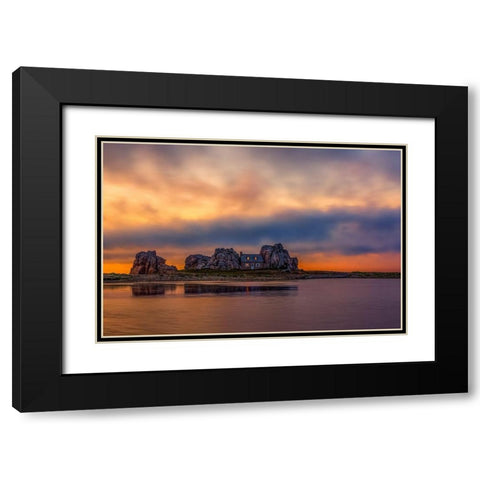 Sunset At Plougrescant Black Modern Wood Framed Art Print with Double Matting by Traverso, Alessandro