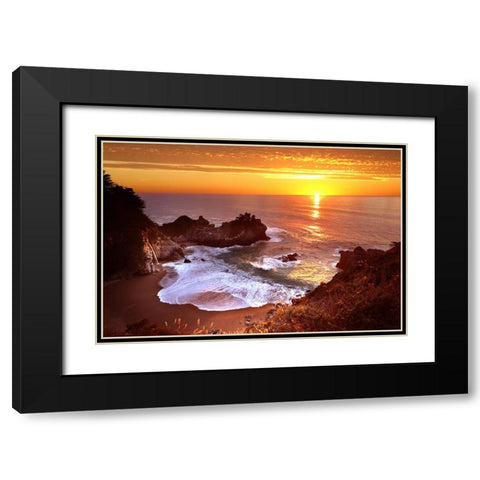 Mcway Falls At Sunset Black Modern Wood Framed Art Print with Double Matting by Suradji, Surjanto
