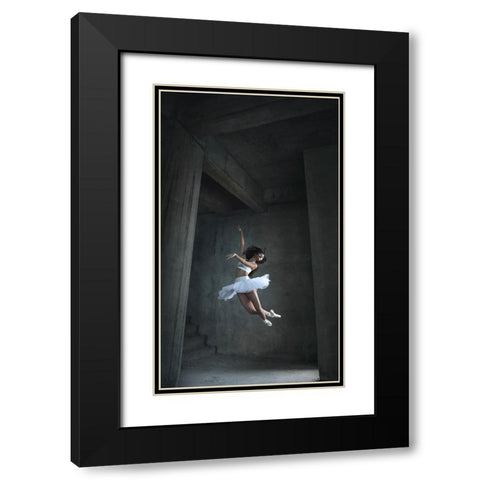 Flying Dance Black Modern Wood Framed Art Print with Double Matting by Kisworo, Sebastian