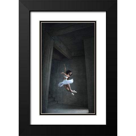 Flying Dance Black Modern Wood Framed Art Print with Double Matting by Kisworo, Sebastian