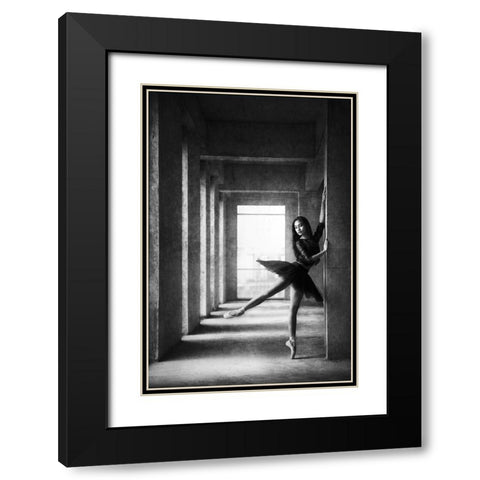 Dinka Black Modern Wood Framed Art Print with Double Matting by Kisworo, Sebastian