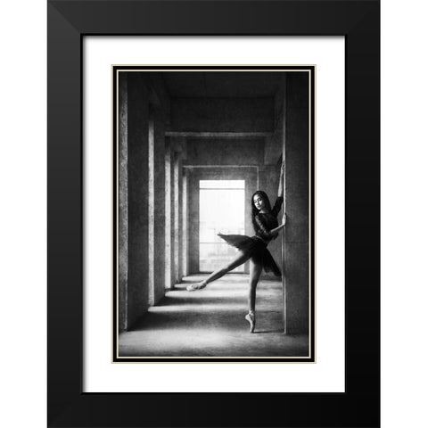 Dinka Black Modern Wood Framed Art Print with Double Matting by Kisworo, Sebastian