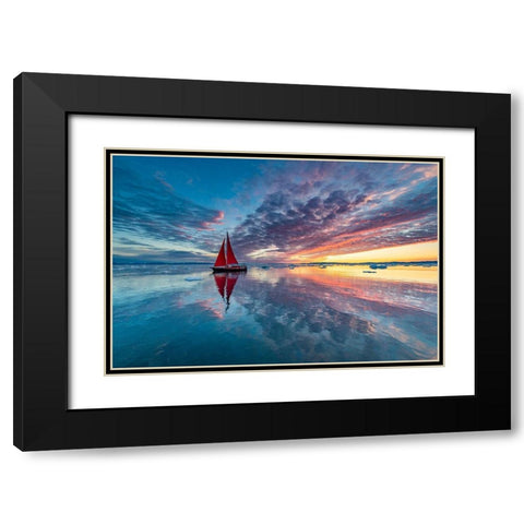 Greenland Fire Sky Black Modern Wood Framed Art Print with Double Matting by Pelissier, Marc