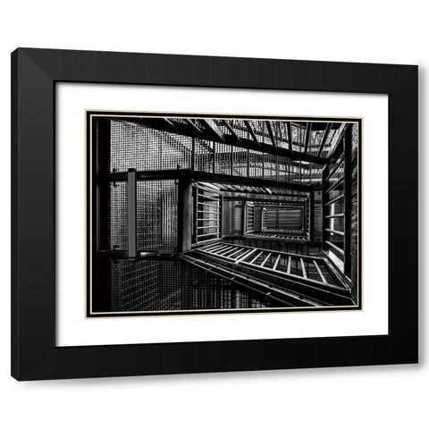 Escape Room Black Modern Wood Framed Art Print with Double Matting by Van Son, Greetje