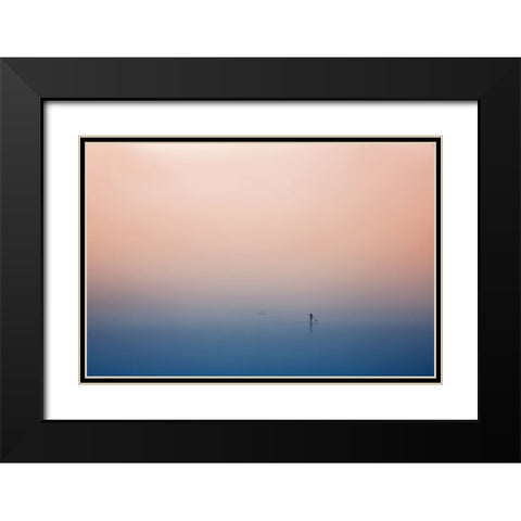 Stand Up Paddling Black Modern Wood Framed Art Print with Double Matting by Hermann, Uschi