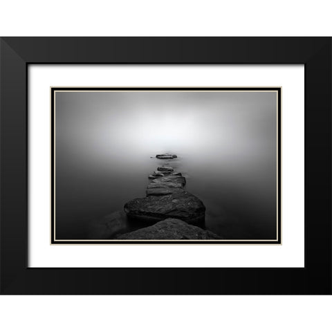 Stones Ii Black Modern Wood Framed Art Print with Double Matting by Guerola, Joaquin