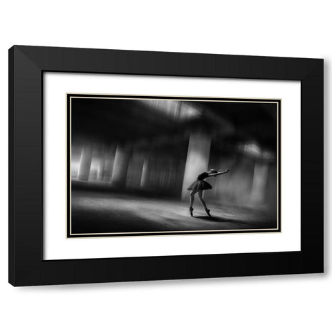 Sole Dancer Black Modern Wood Framed Art Print with Double Matting by Kisworo, Sebastian