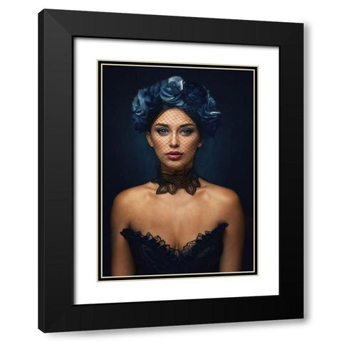 Vika Black Modern Wood Framed Art Print with Double Matting by Rise, Zachar