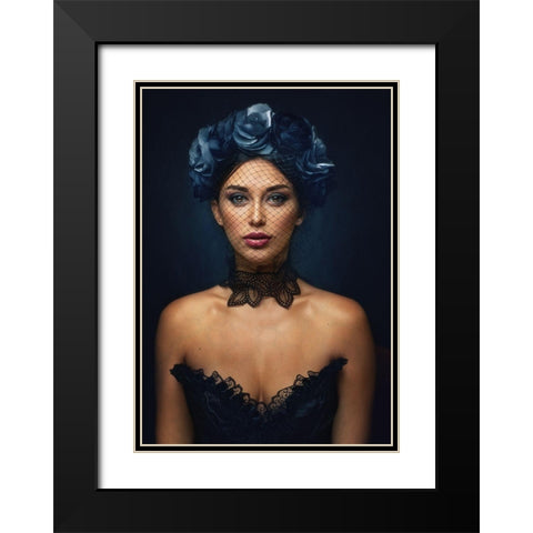 Vika Black Modern Wood Framed Art Print with Double Matting by Rise, Zachar