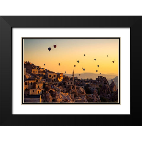 Sunrise Over Cappadocia Black Modern Wood Framed Art Print with Double Matting by Pancareken, Yavuz