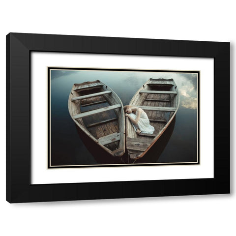 Boats Black Modern Wood Framed Art Print with Double Matting by Gorecka, Dorota
