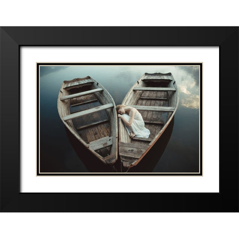 Boats Black Modern Wood Framed Art Print with Double Matting by Gorecka, Dorota