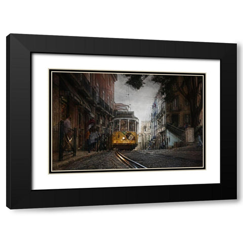 The Exciting Lisbon Black Modern Wood Framed Art Print with Double Matting by C. Lobato, Jose
