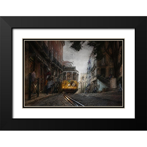 The Exciting Lisbon Black Modern Wood Framed Art Print with Double Matting by C. Lobato, Jose