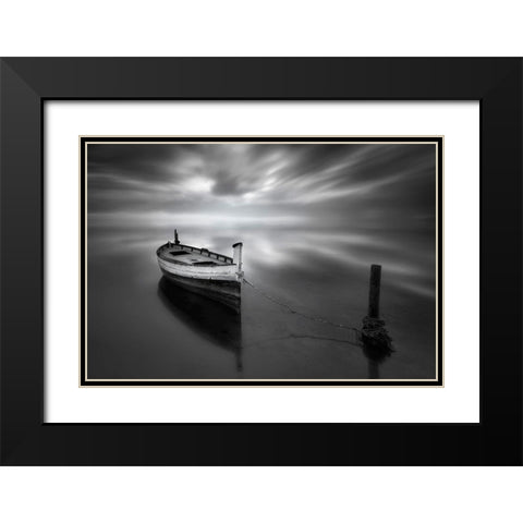 The Boat Ii Black Modern Wood Framed Art Print with Double Matting by Guerola, Joaquin