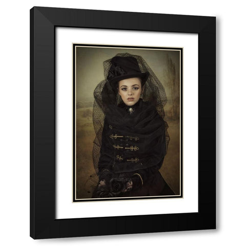 English Lady Black Modern Wood Framed Art Print with Double Matting by Kayen-Mouthaan, Carola