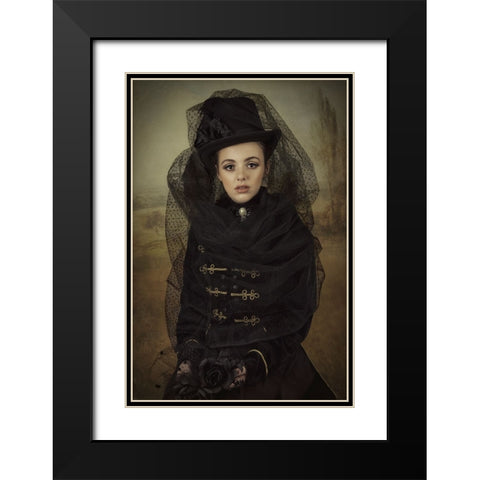 English Lady Black Modern Wood Framed Art Print with Double Matting by Kayen-Mouthaan, Carola