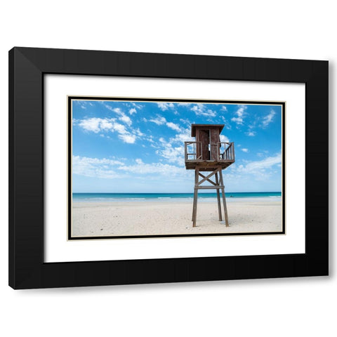 Tower In Paradise Black Modern Wood Framed Art Print with Double Matting by Palacios Prieto, Javier