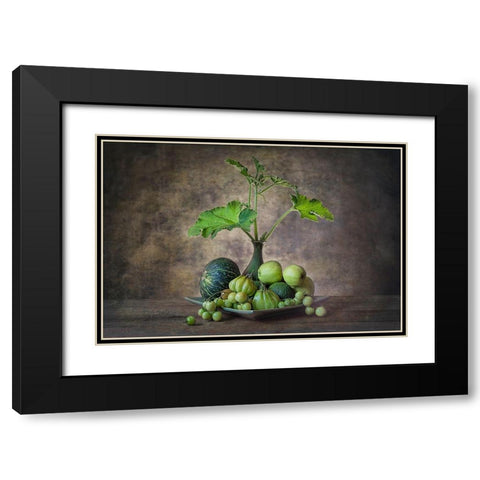 Greens From The Garden Black Modern Wood Framed Art Print with Double Matting by Jacobs, Lydia