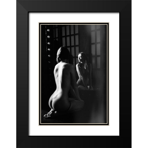 Disha Black Modern Wood Framed Art Print with Double Matting by Shaburova, Elizaveta