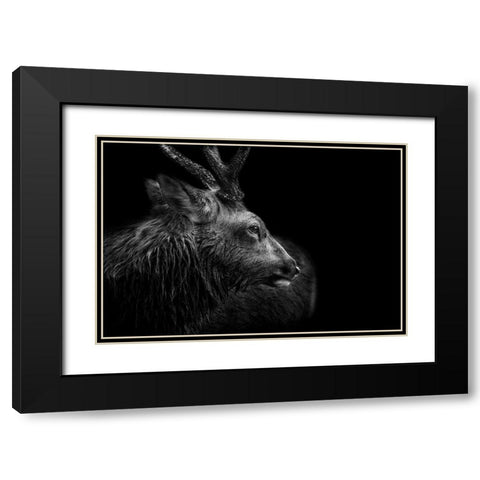 Looking Back Black Modern Wood Framed Art Print with Double Matting by Itoyama, Eiji