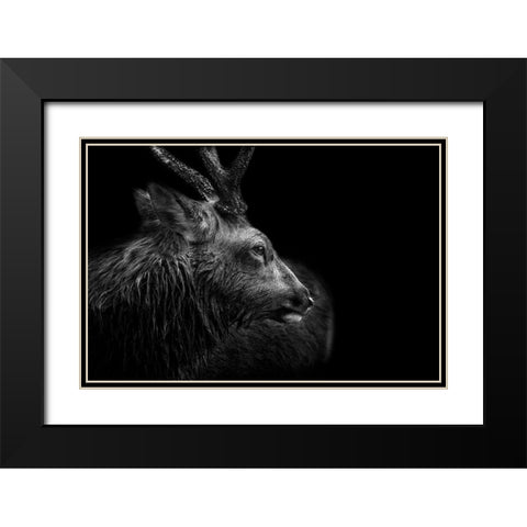Looking Back Black Modern Wood Framed Art Print with Double Matting by Itoyama, Eiji