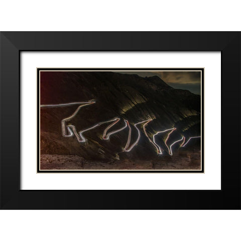 Passo Dello Stelvio Black Modern Wood Framed Art Print with Double Matting by Caleffi, Emanuele