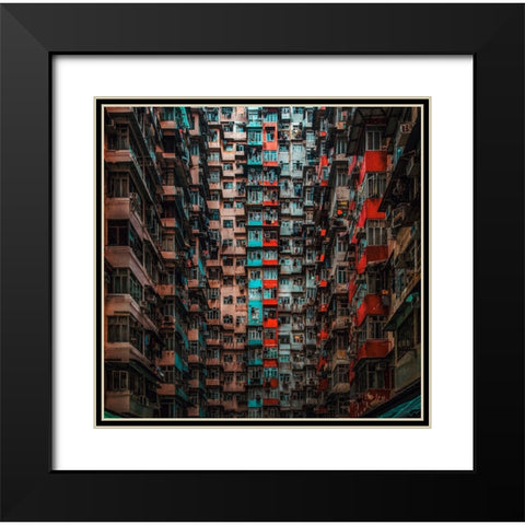 Apartments In Hong Kong Black Modern Wood Framed Art Print with Double Matting by Poto, An