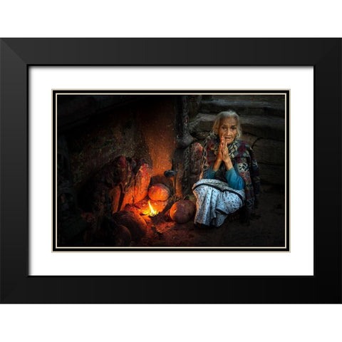 Gratitude Black Modern Wood Framed Art Print with Double Matting by Khataw, Ali