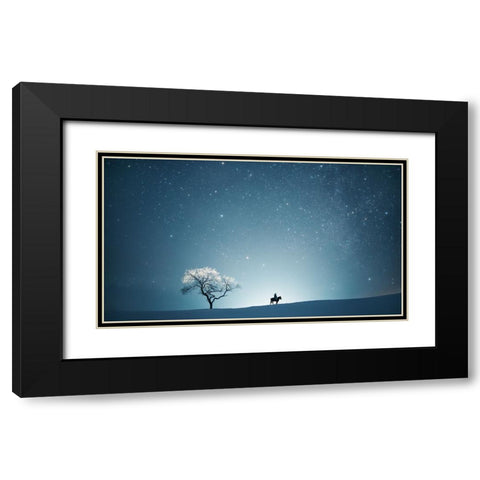 A Starry Night Black Modern Wood Framed Art Print with Double Matting by Z, Bingo