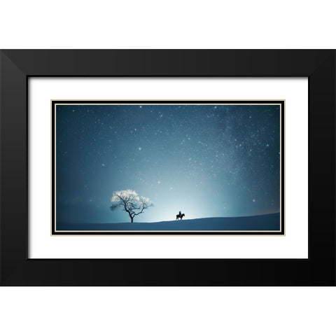 A Starry Night Black Modern Wood Framed Art Print with Double Matting by Z, Bingo