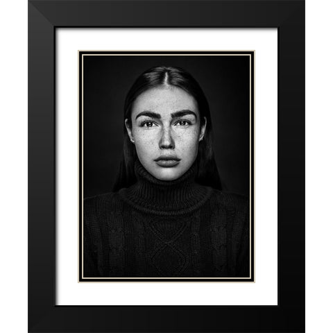 Project Faces [Romi] Black Modern Wood Framed Art Print with Double Matting by Krystynek Mqep, Martin