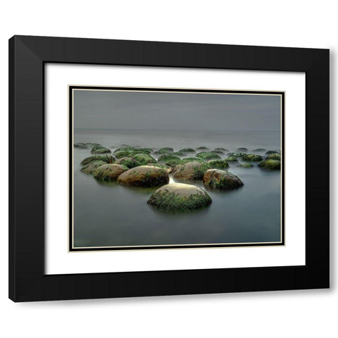 Bowling Ball Beach Black Modern Wood Framed Art Print with Double Matting by W. Chen, Janice