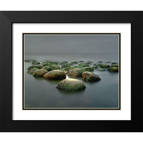 Bowling Ball Beach Black Modern Wood Framed Art Print with Double Matting by W. Chen, Janice