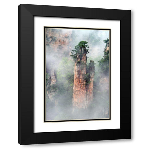 Zhangjiajie Black Modern Wood Framed Art Print with Double Matting by Zhu, Hua