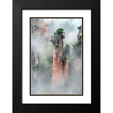 Zhangjiajie Black Modern Wood Framed Art Print with Double Matting by Zhu, Hua