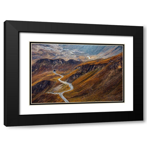 Road Black Modern Wood Framed Art Print with Double Matting by Beata, Angyalosi