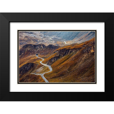 Road Black Modern Wood Framed Art Print with Double Matting by Beata, Angyalosi