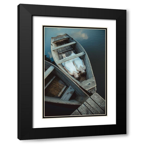 Boats Black Modern Wood Framed Art Print with Double Matting by Gorecka, Dorota